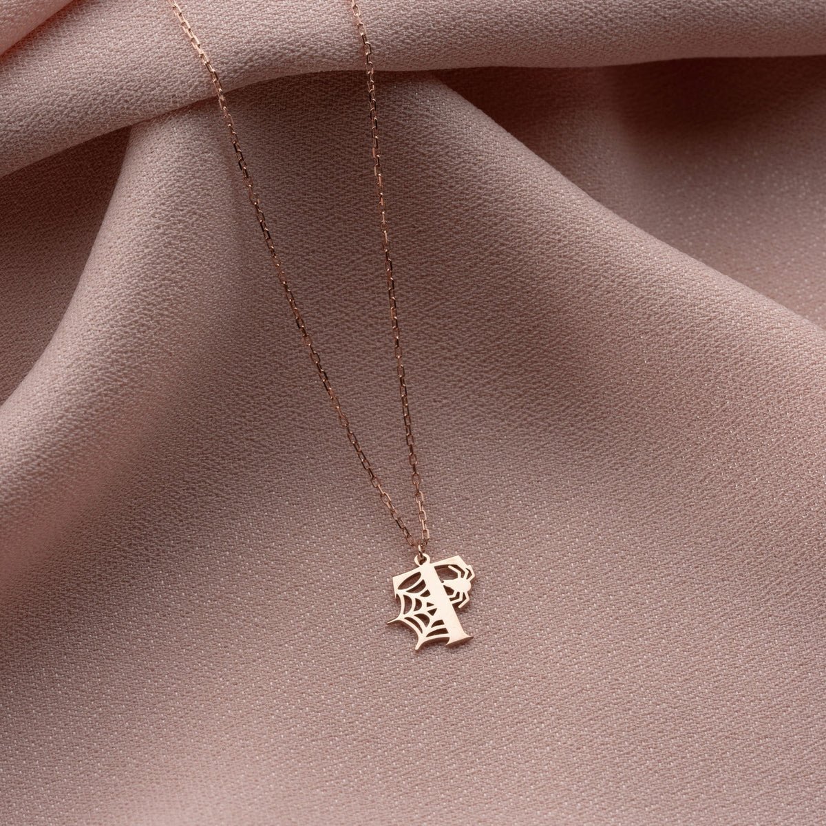 Spider Web Initial Necklace