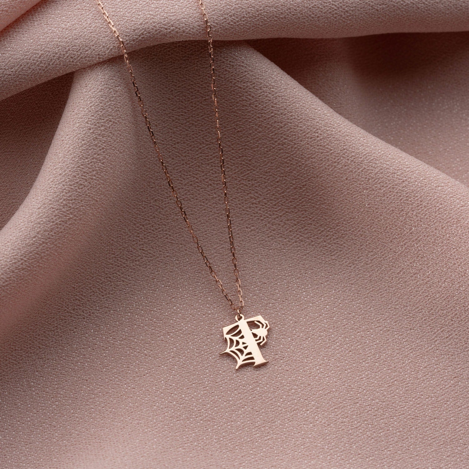 Spider Web Initial Necklace