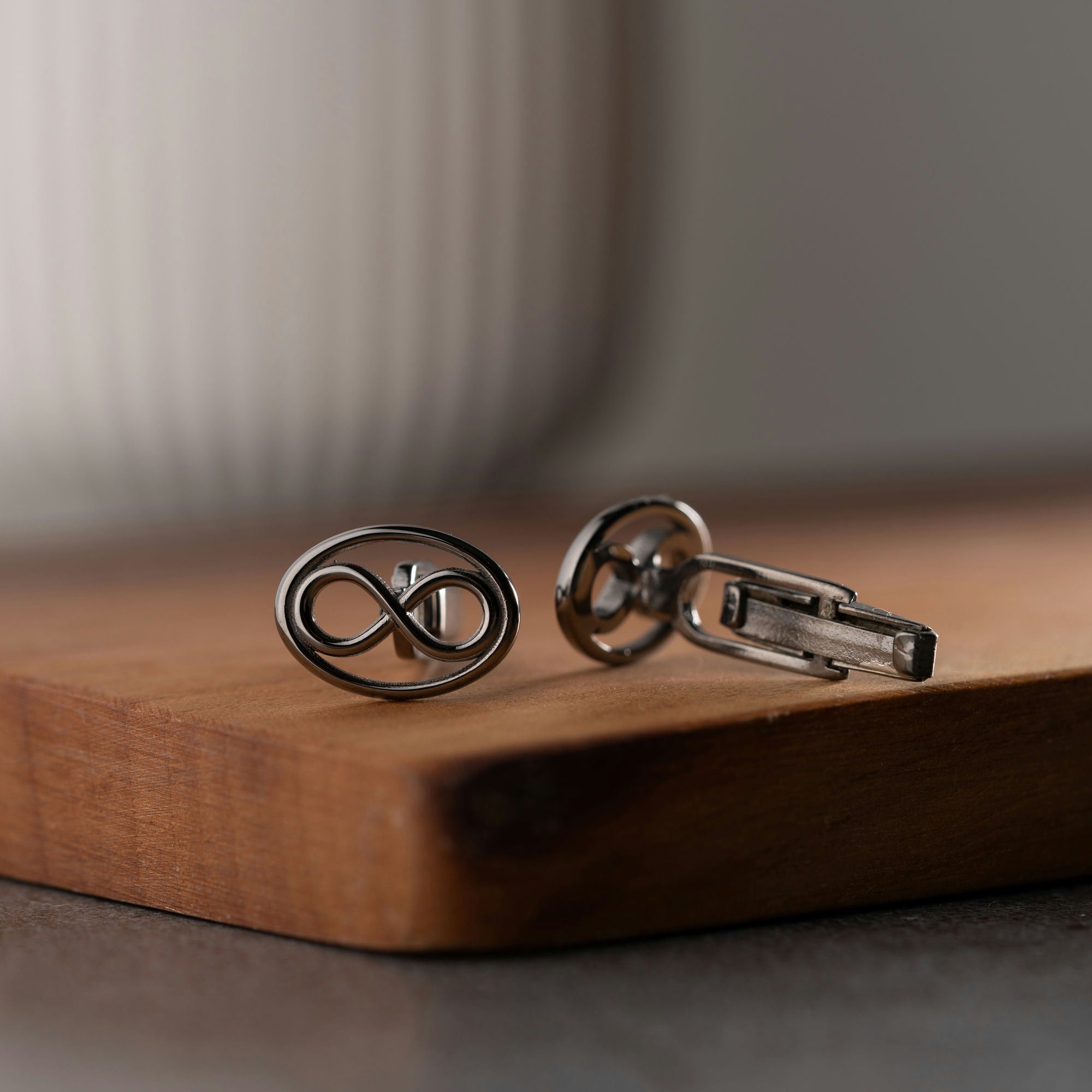 Sterling Silver Oval Shape Infinity Cufflinks