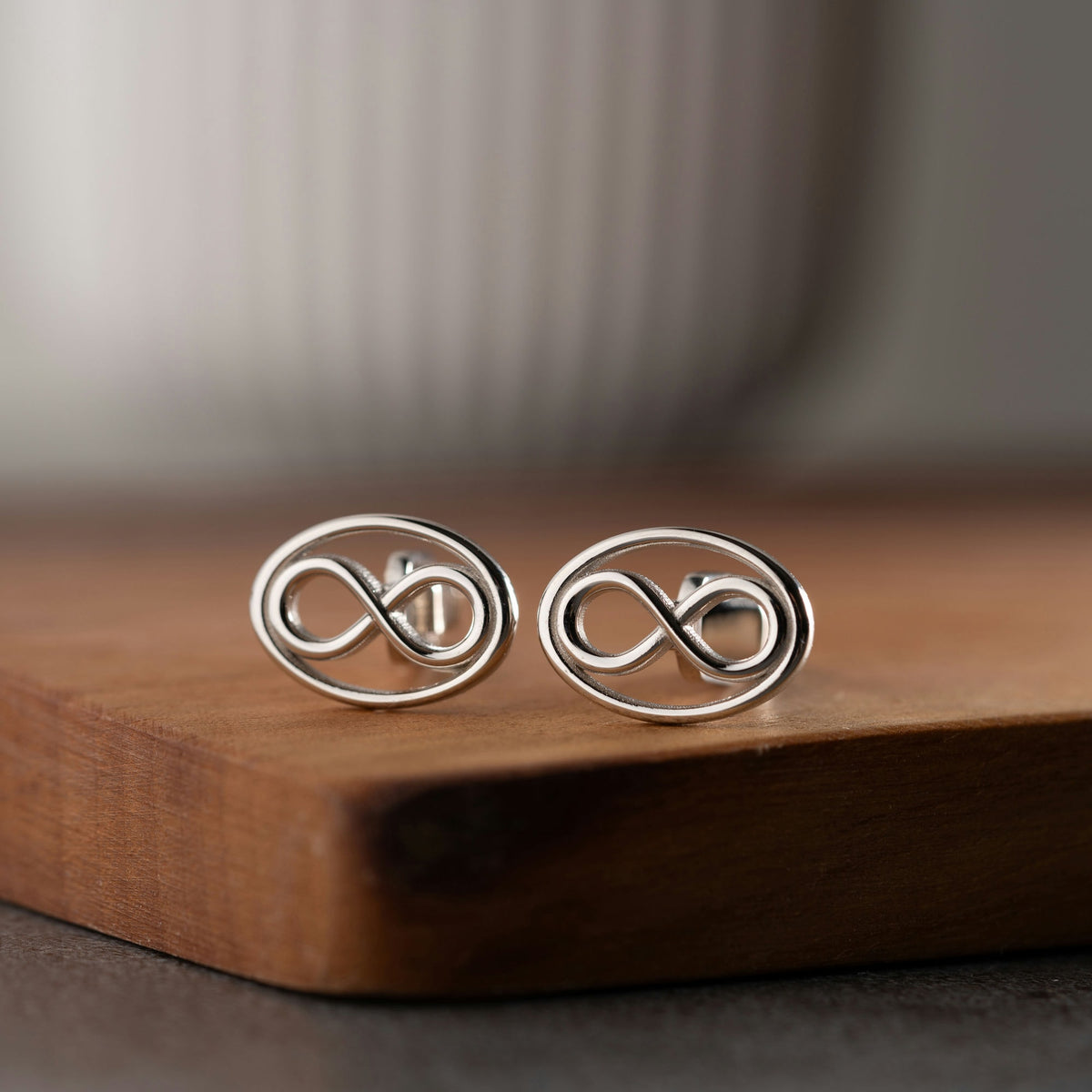 Sterling Silver Oval Shape Infinity Cufflinks