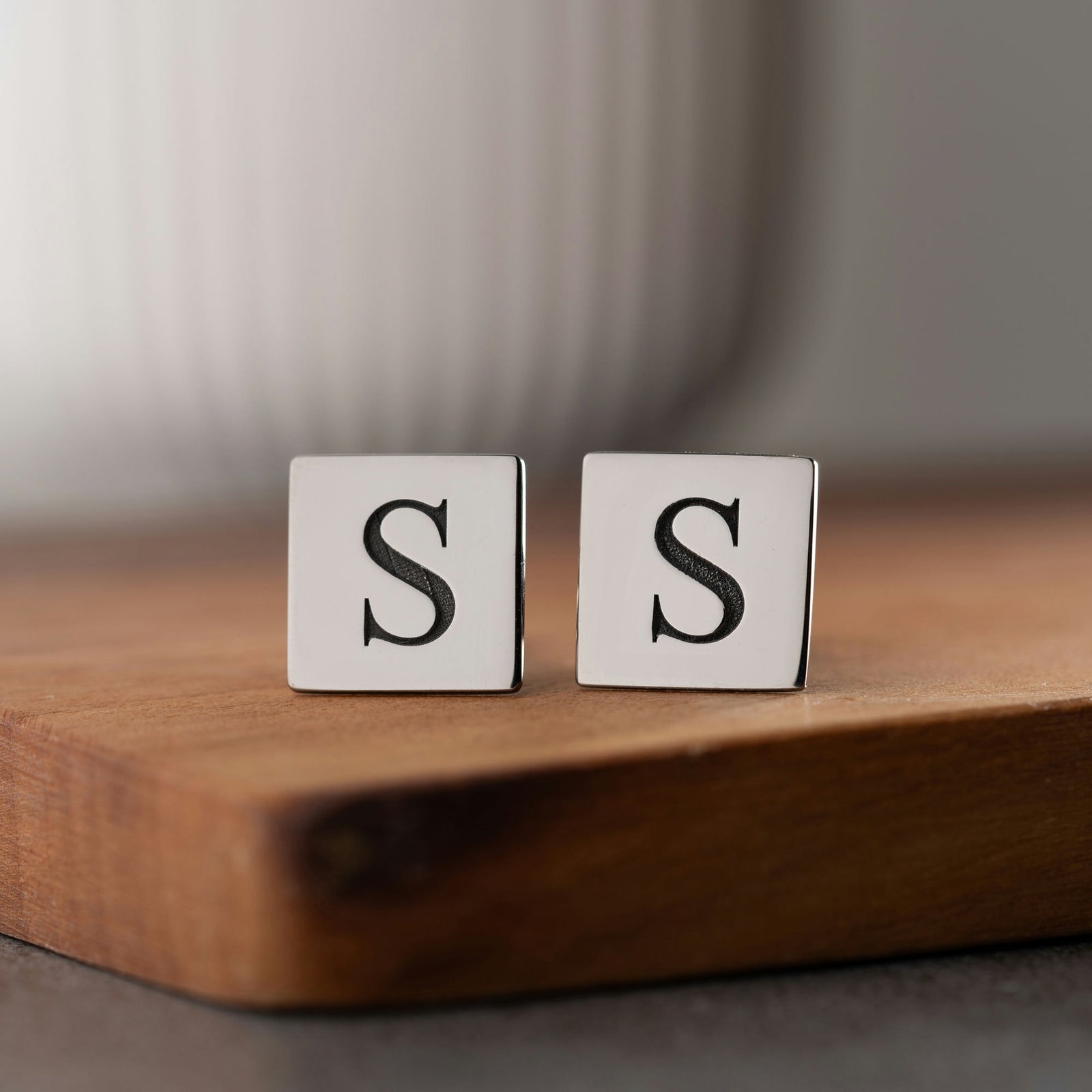 Sterling Silver Square Initial Cufflinks