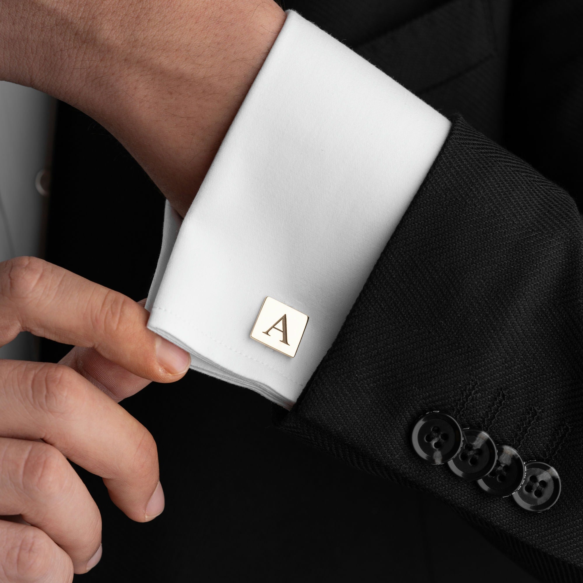 Sterling Silver Square Initial Cufflinks