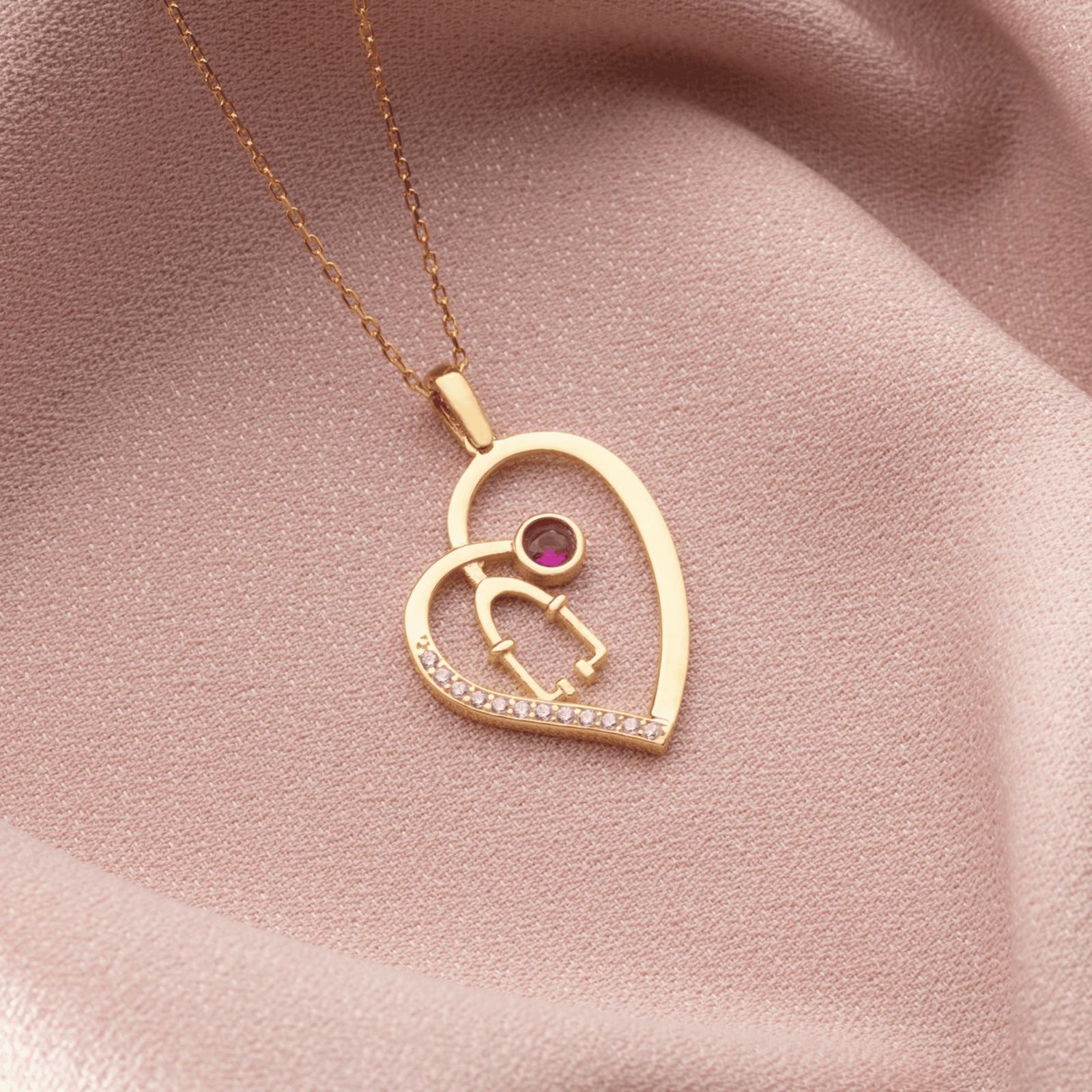 Stethoscope Necklace With Birthstone for Doctor Nurse