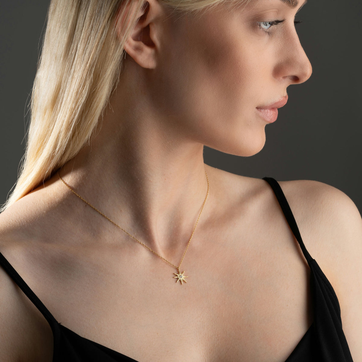 Sun Necklace With Birthstone