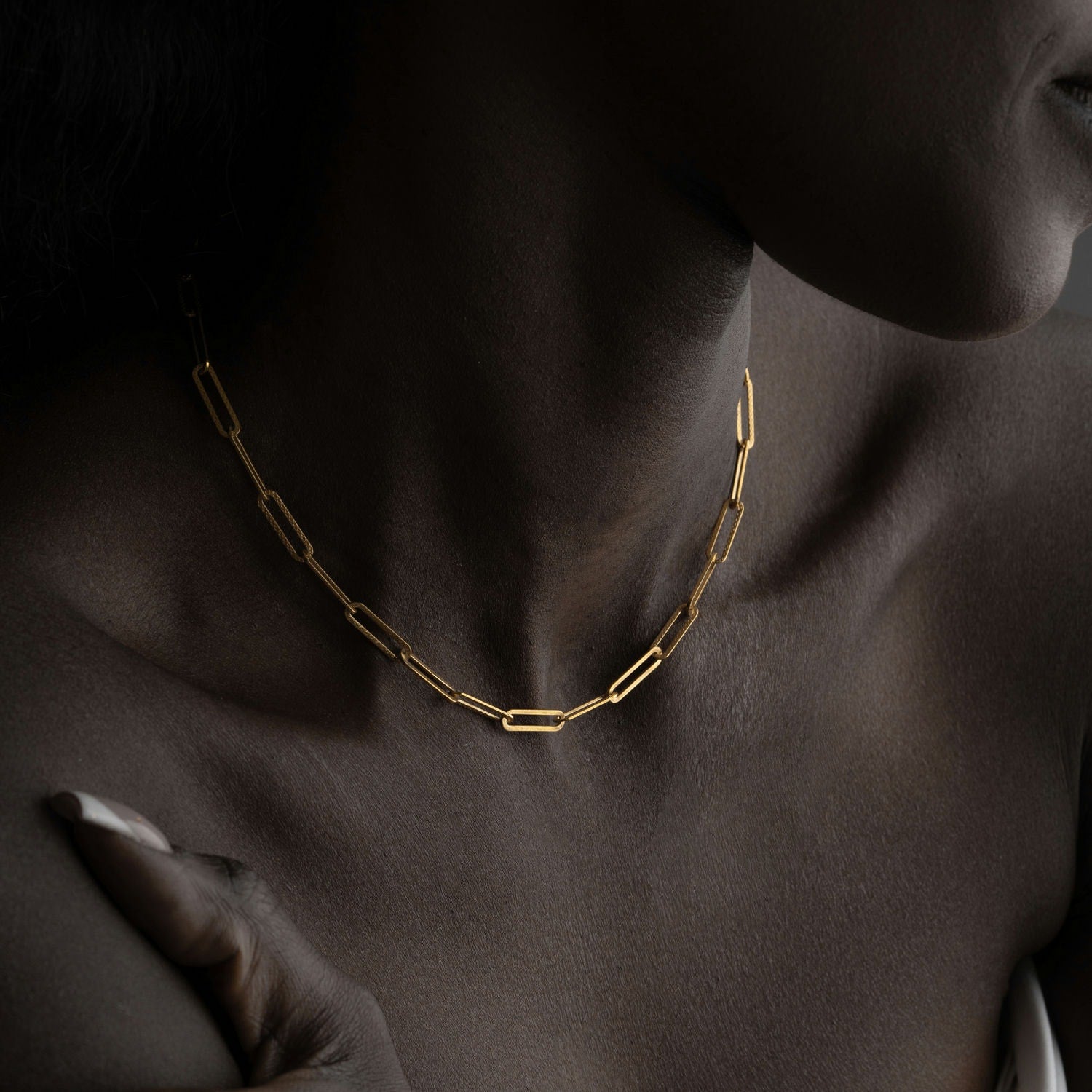 Textured Paperclip Chain Necklace