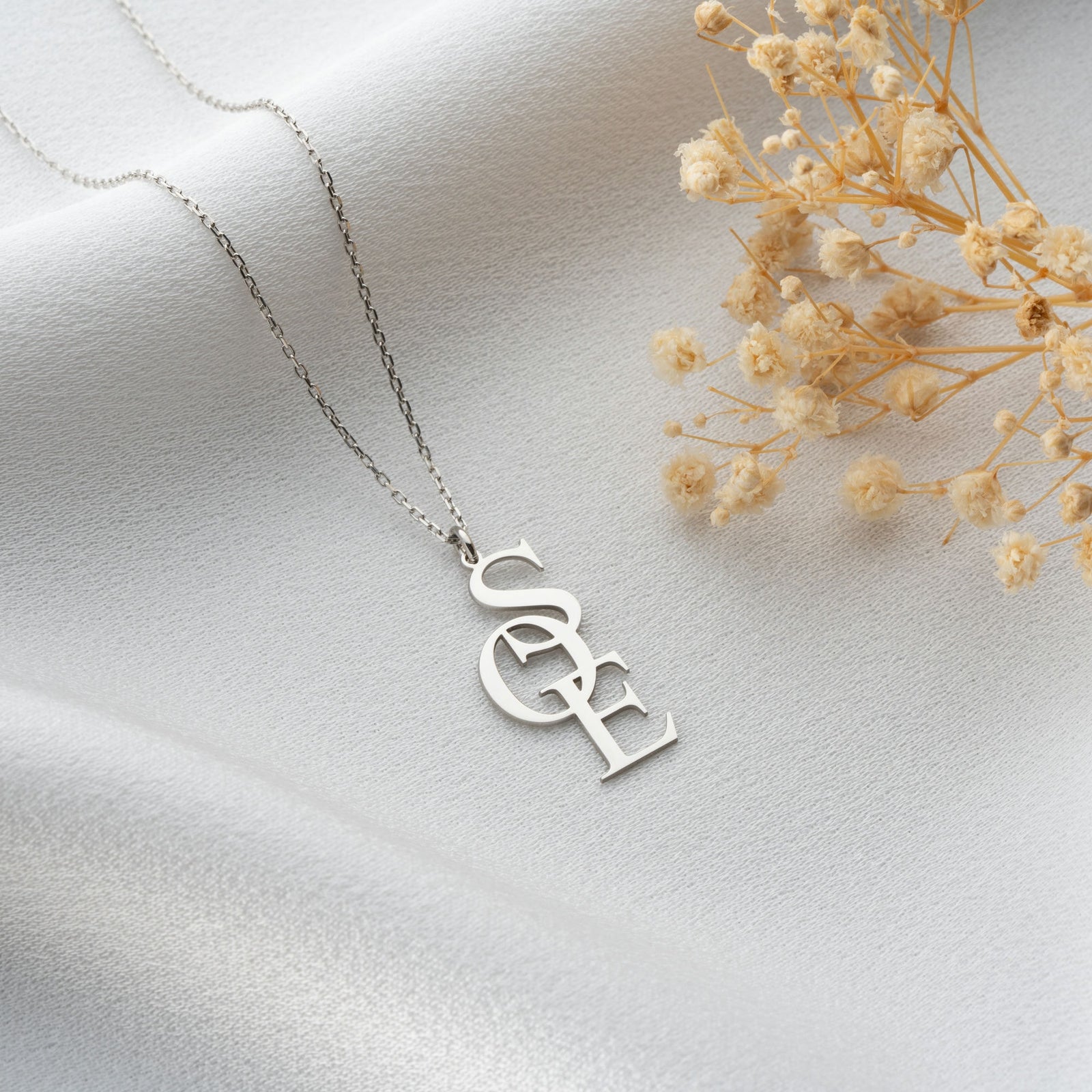 Handcrafted Vertical Initials Necklace for Your Family