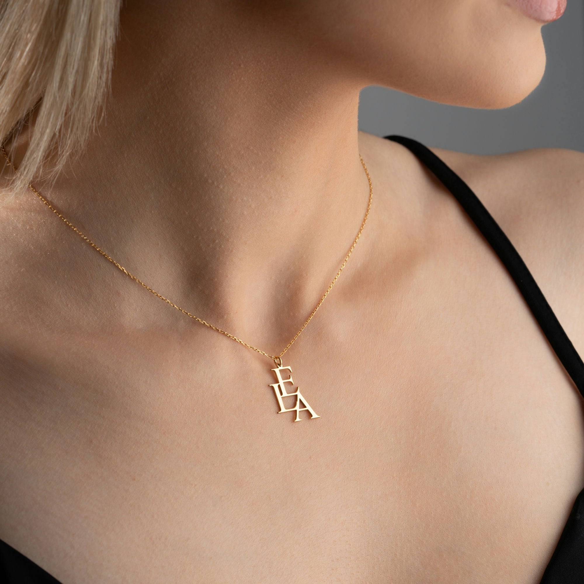 Handcrafted Vertical Initials Necklace for Your Family