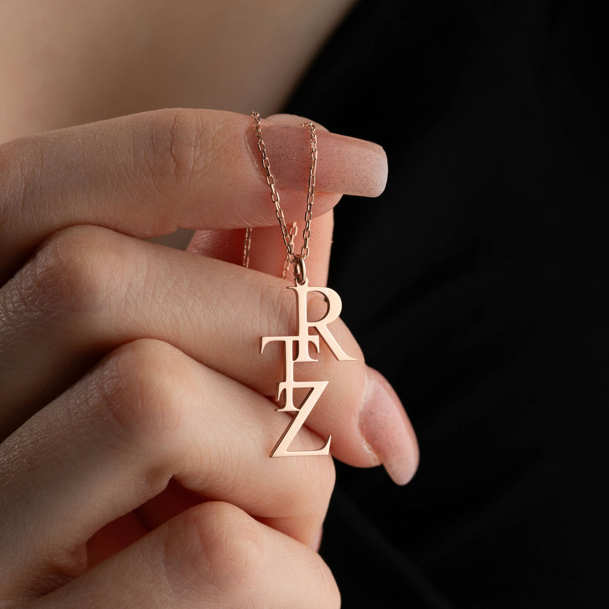 Handcrafted Vertical Initials Necklace for Your Family