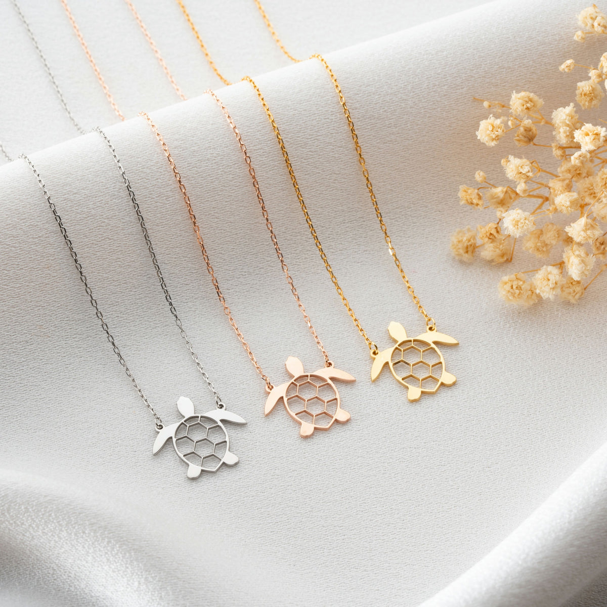 Turtle Pendant Necklace In Sterling Silver