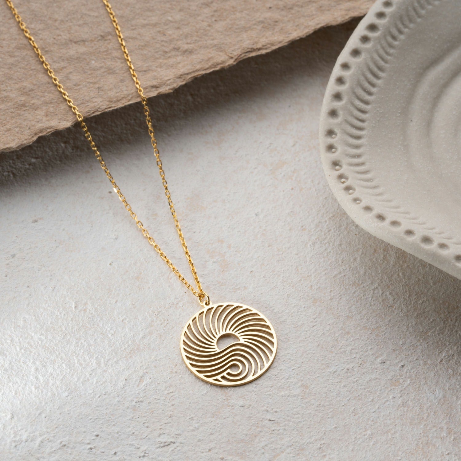 Sunshine & Wave Medallion Necklace
