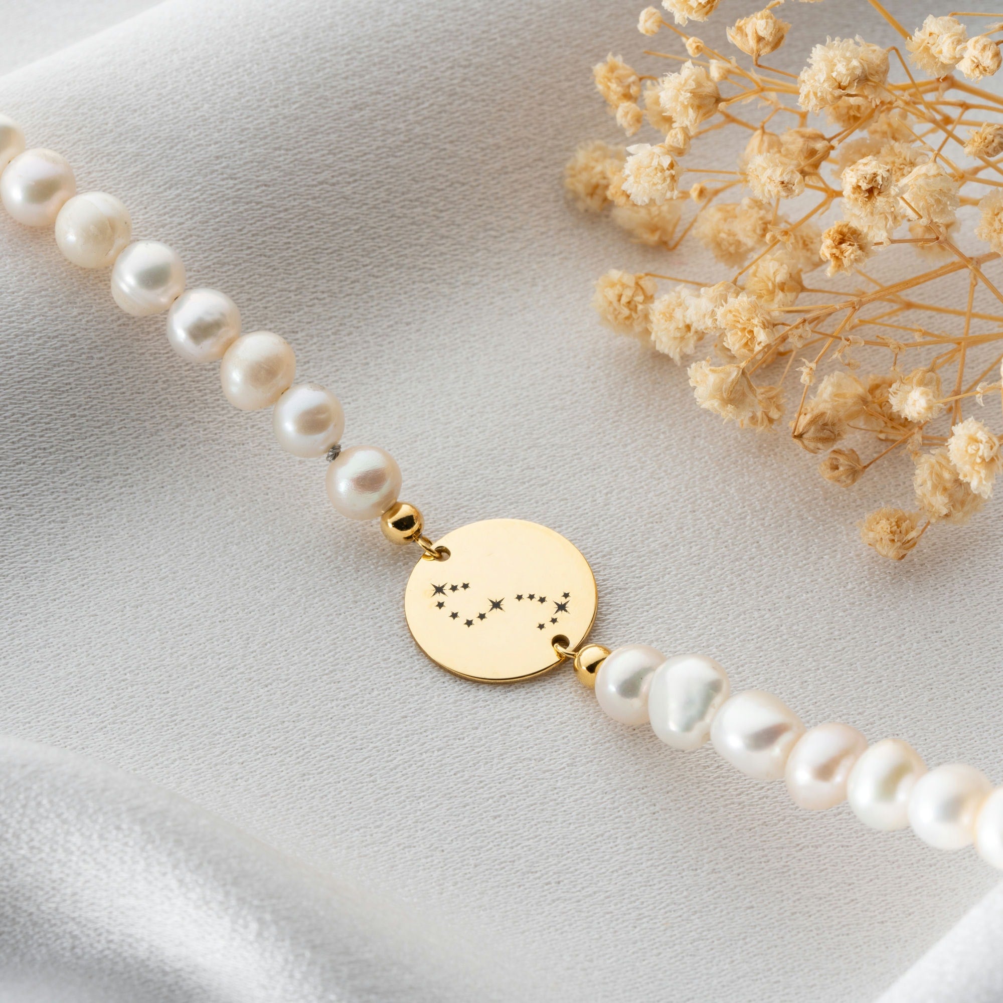Real Freshwater Pearl Bracelet With Zodiac Pendant