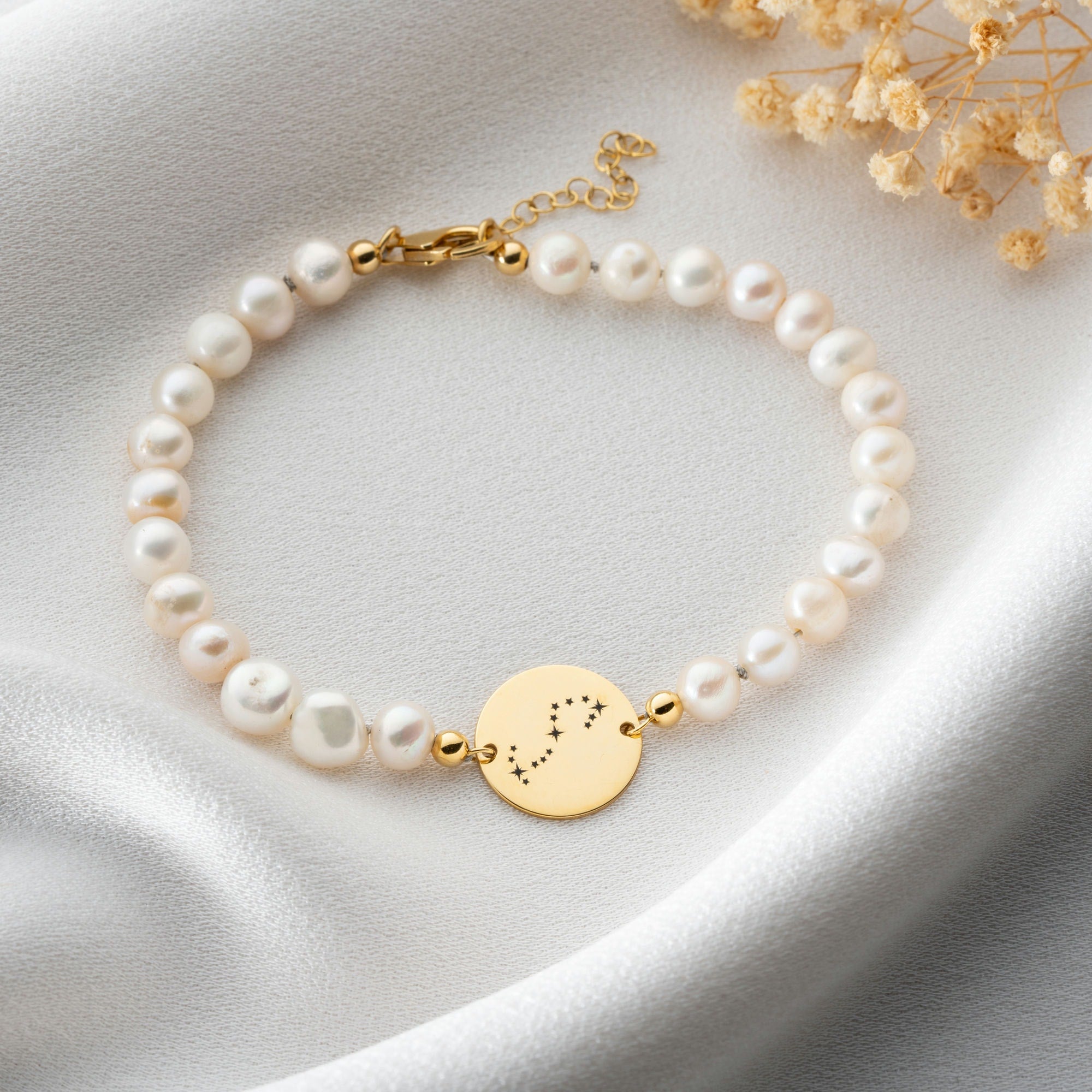 Real Freshwater Pearl Bracelet With Zodiac Pendant