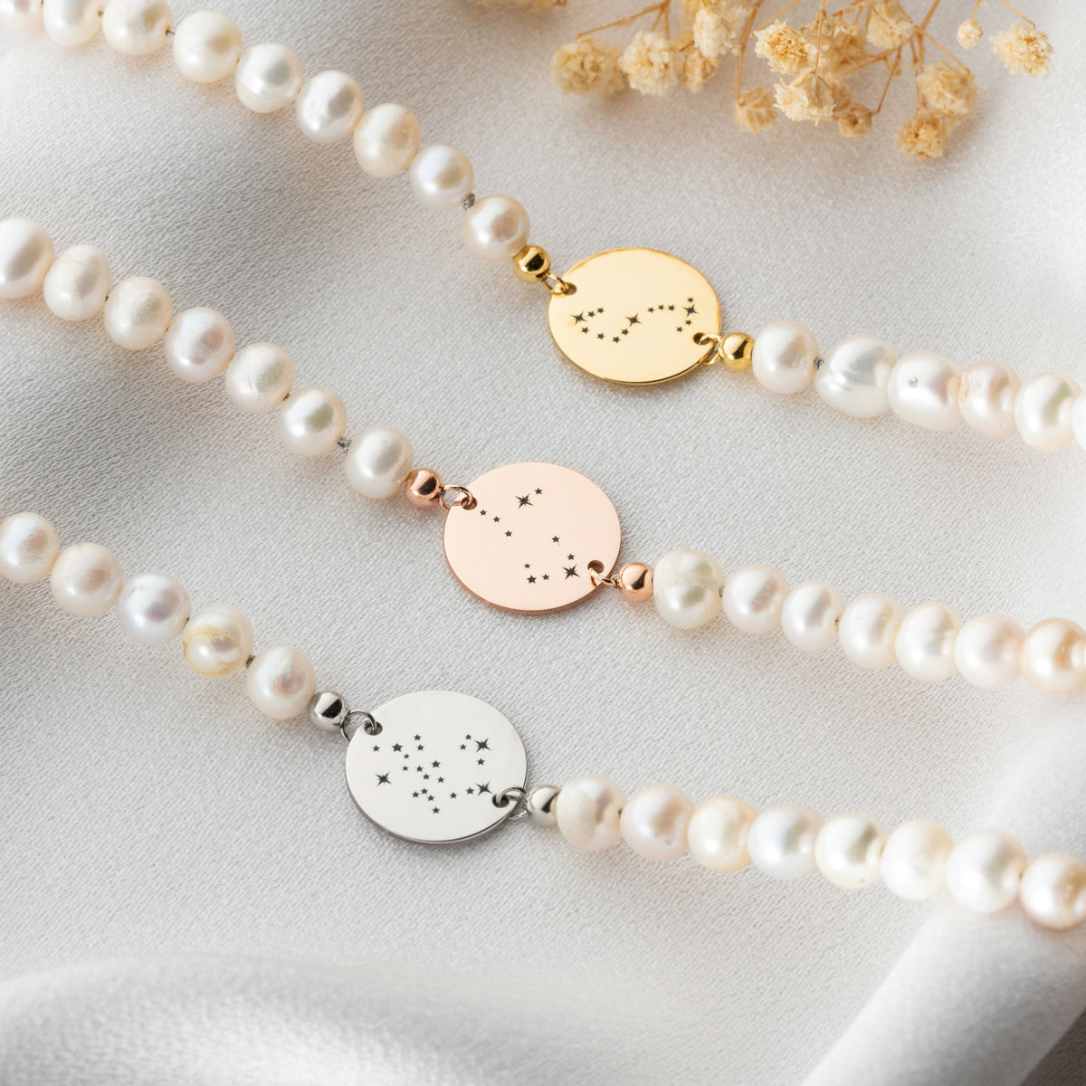 Real Freshwater Pearl Bracelet With Zodiac Pendant